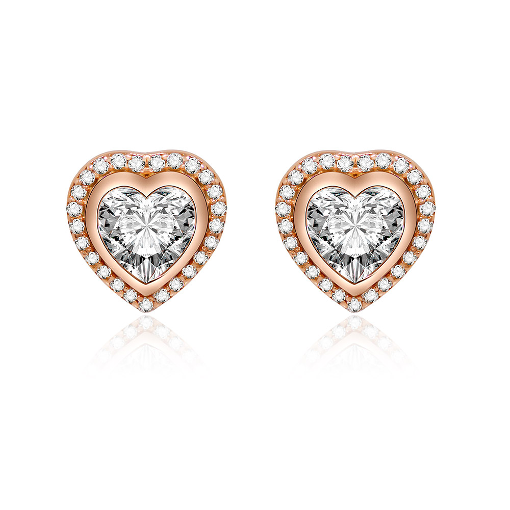 Rose Gold Heart Ear Studs